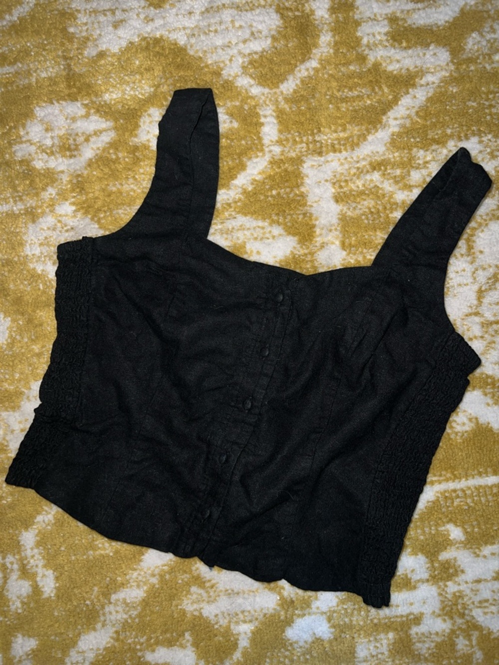 Black Button-Front Crop Tank Top - Women